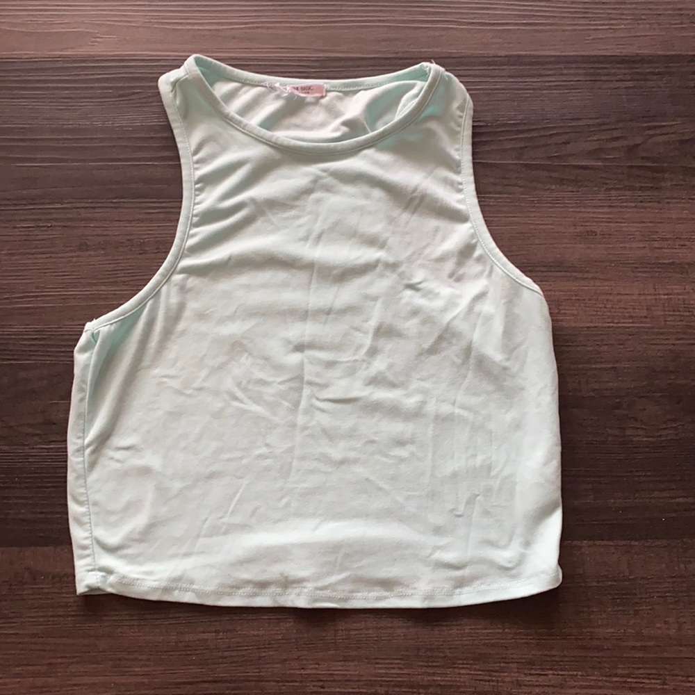 Ardene basic teal crop shirt